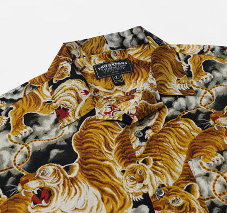 Tiger Hawaiian Half Shirt - Black