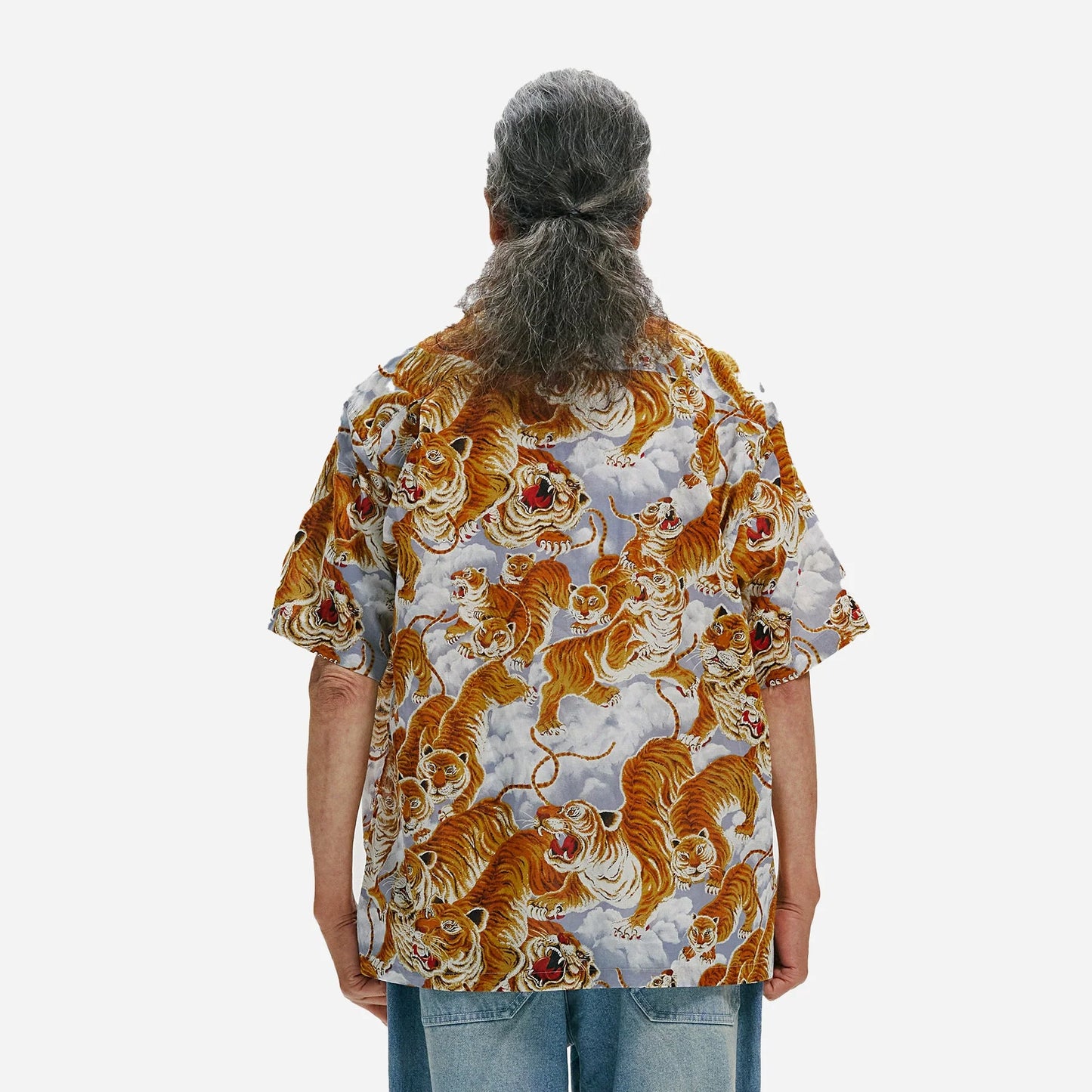 Tiger Hawaiian Half Shirt - Gray