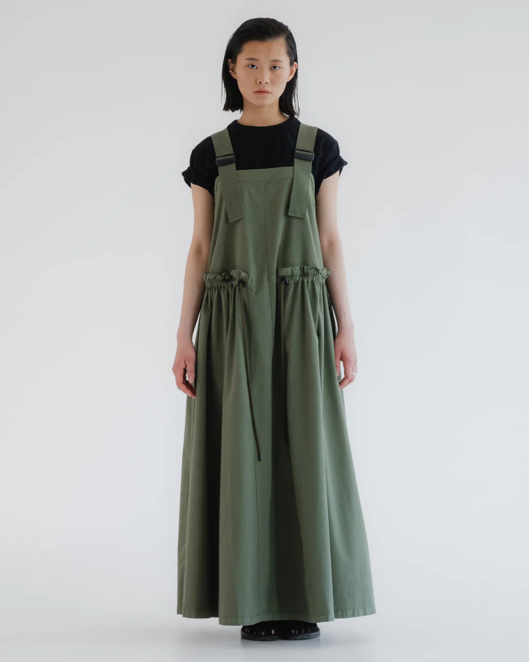 Sun Bathing Long Dress - Light Cotton Drill - Litchen