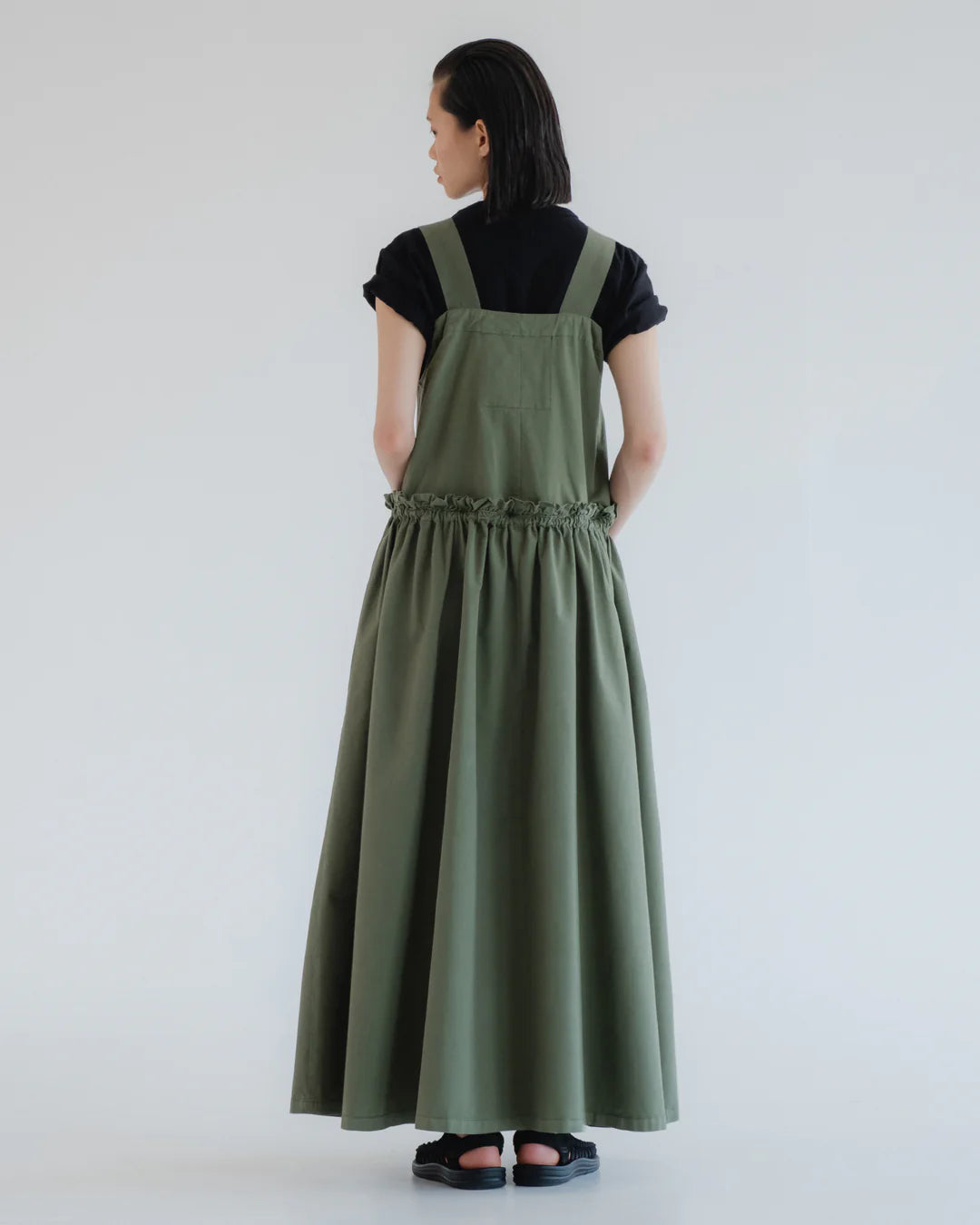 Sun Bathing Long Dress - Light Cotton Drill - Litchen