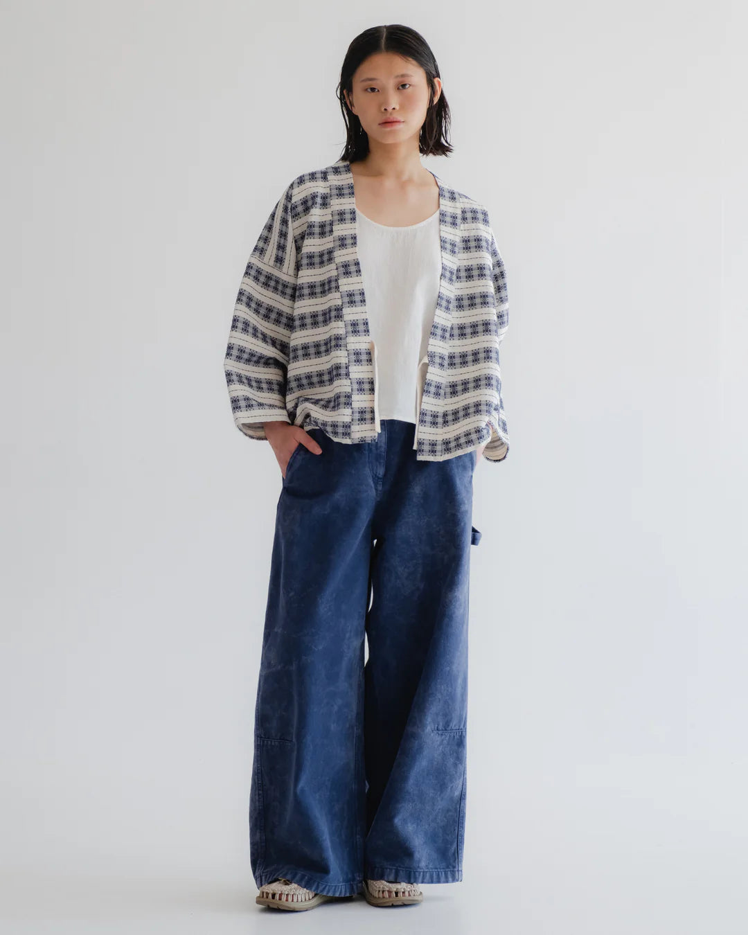 Kimono - Beldi Jacquard - Off White/ Blue