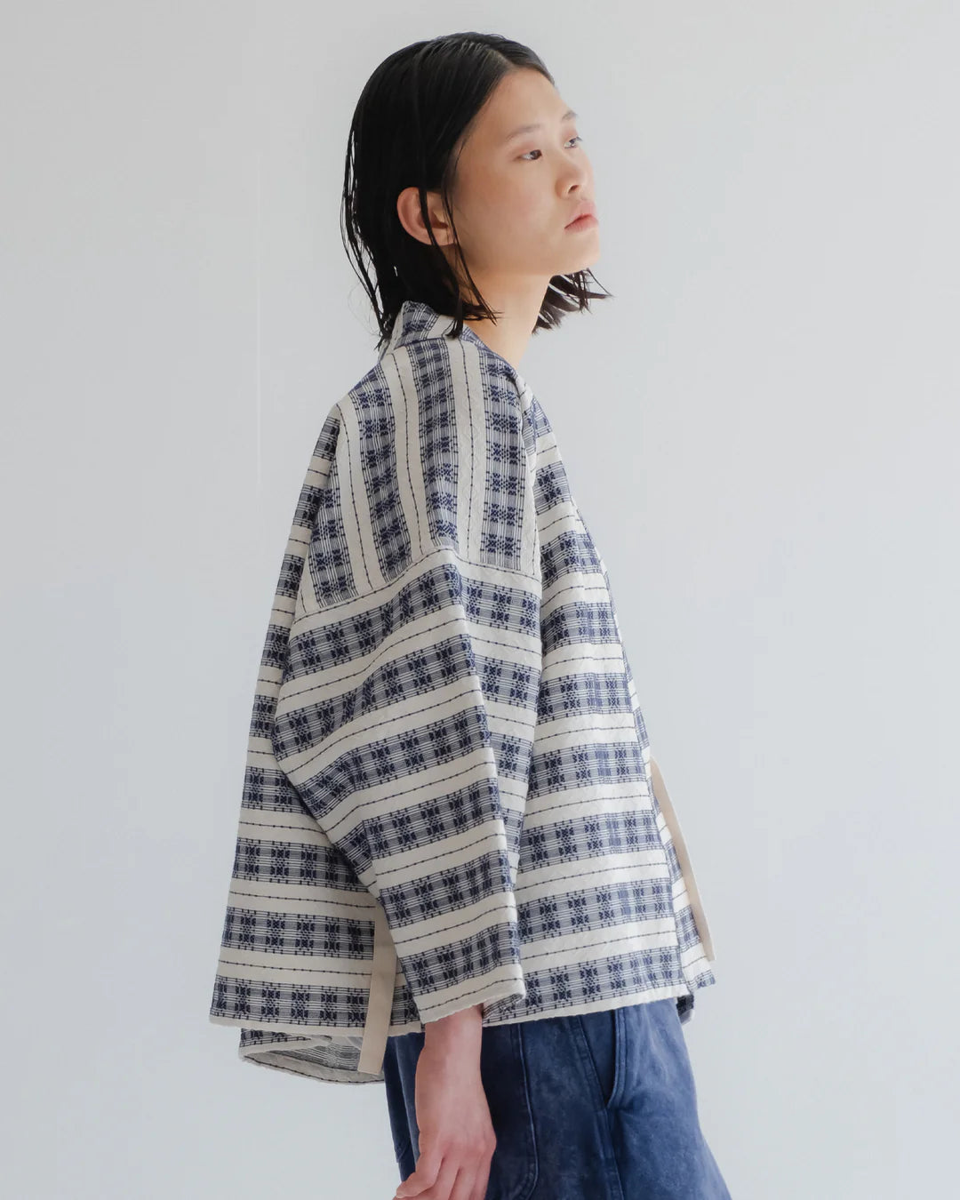 Kimono - Beldi Jacquard - Off White/ Blue