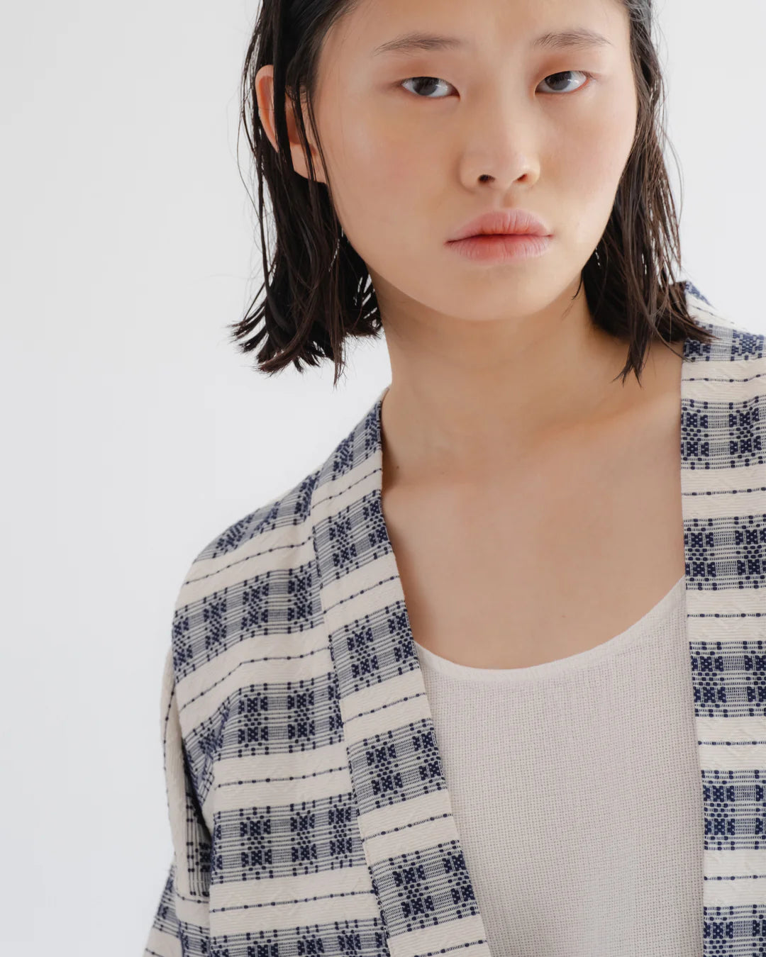 Kimono - Beldi Jacquard - Off White/ Blue