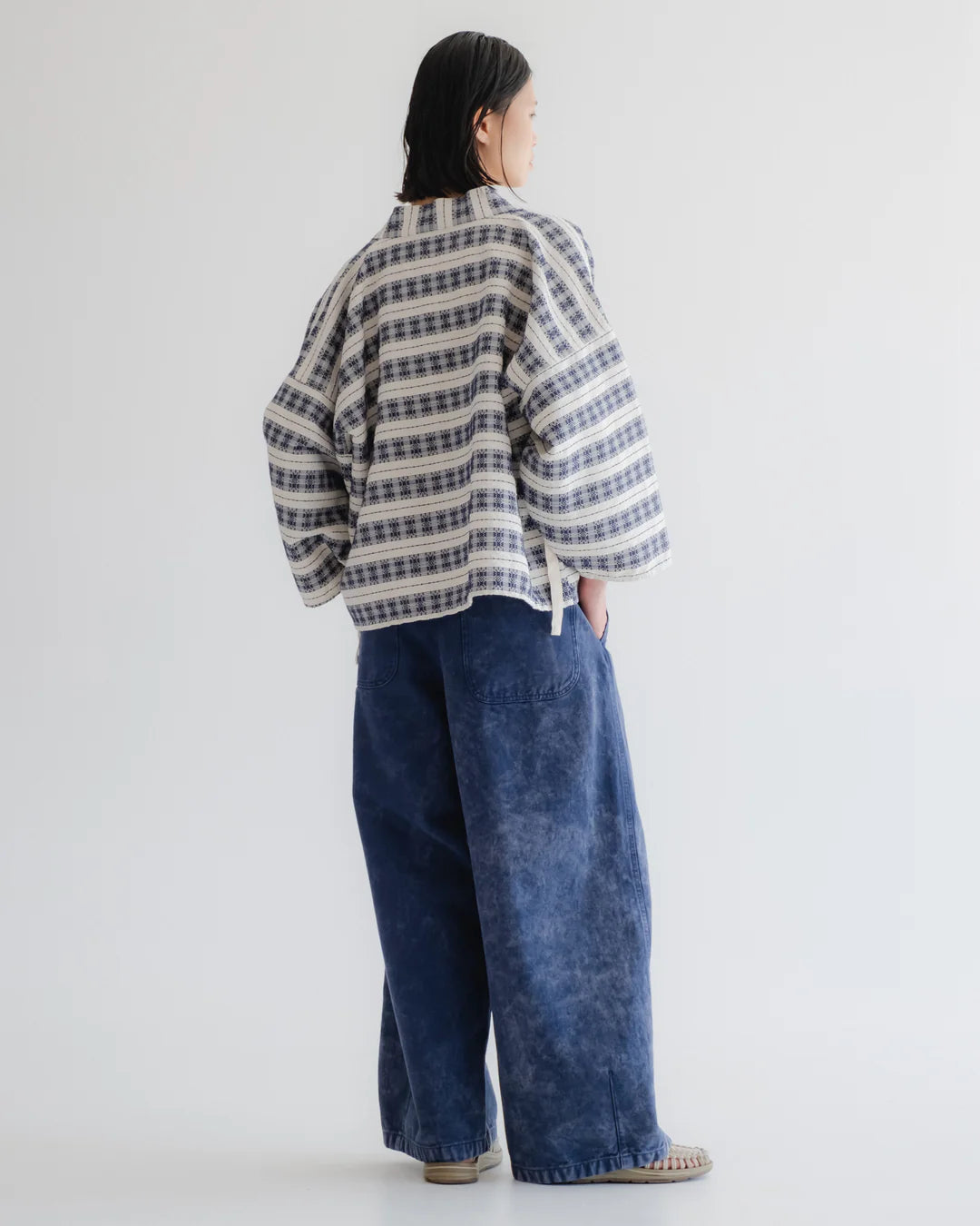 Kimono - Beldi Jacquard - Off White/ Blue