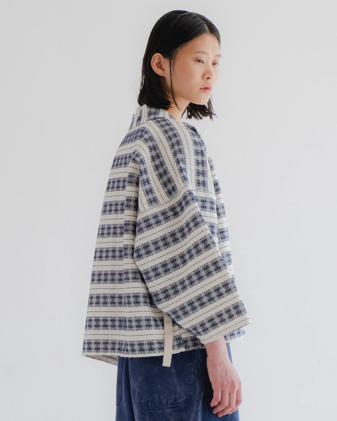 Kimono - Beldi Jacquard - Off White/ Blue