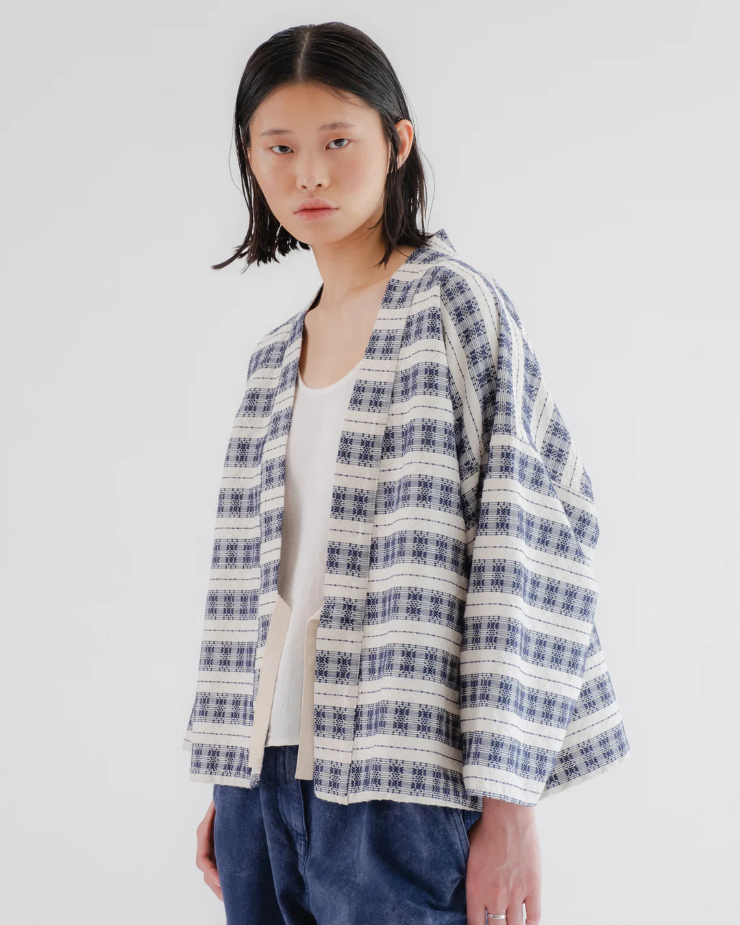 Kimono - Beldi Jacquard - Off White/ Blue