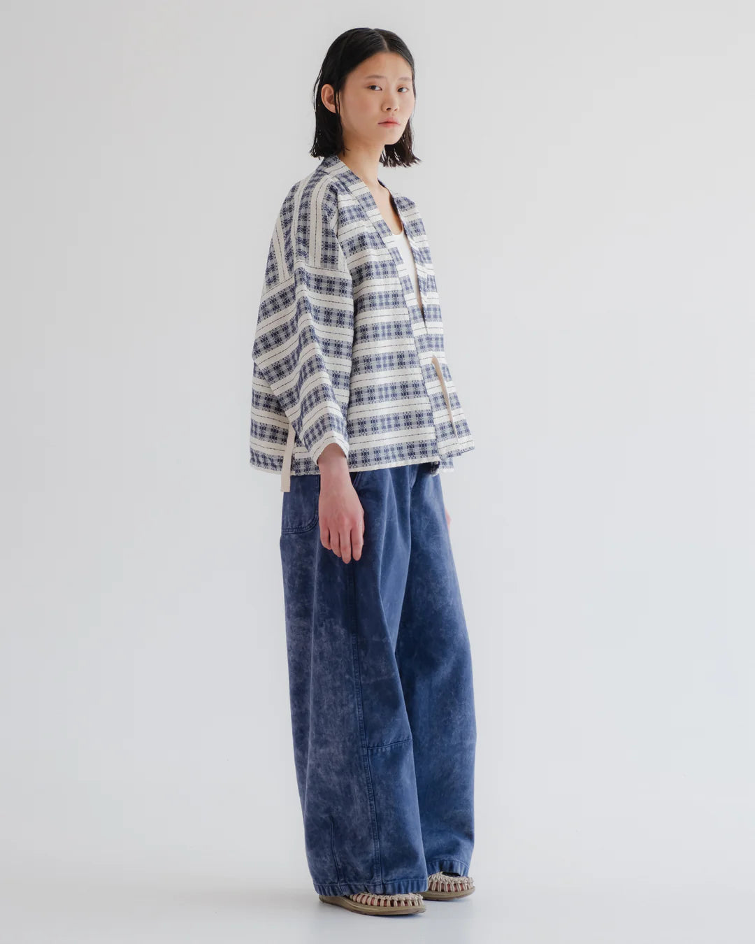 Kimono - Beldi Jacquard - Off White/ Blue