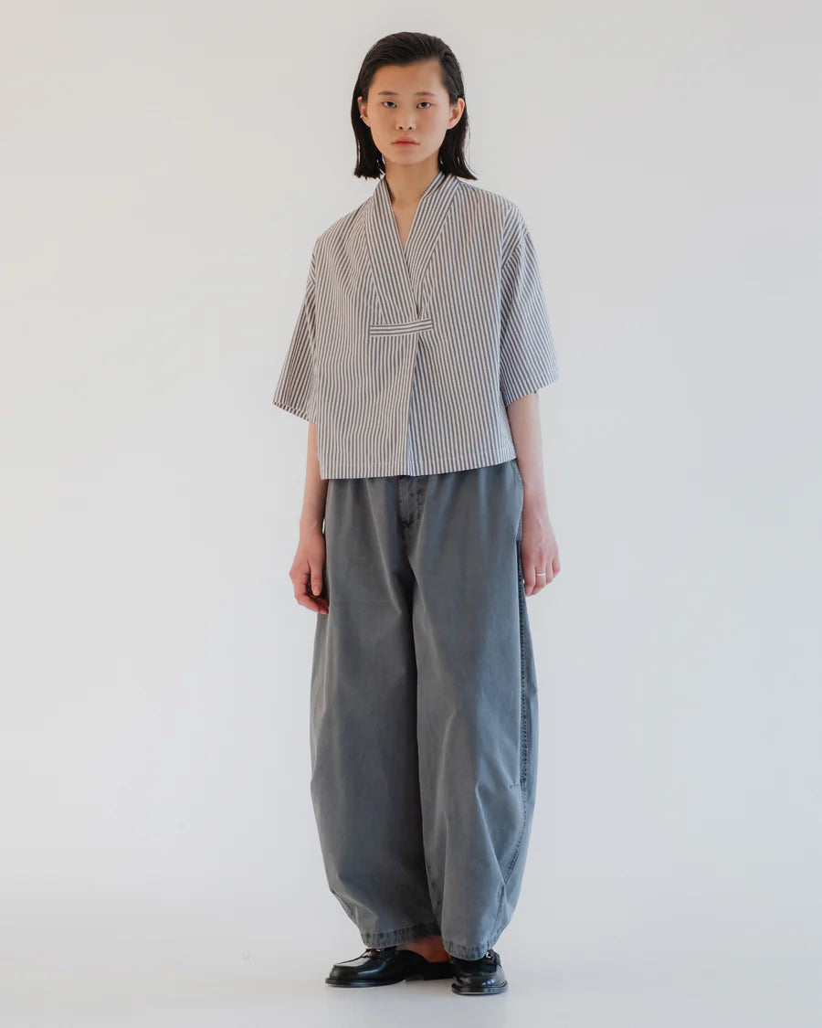 Toku Top - Poplin Stripe - Mushroom