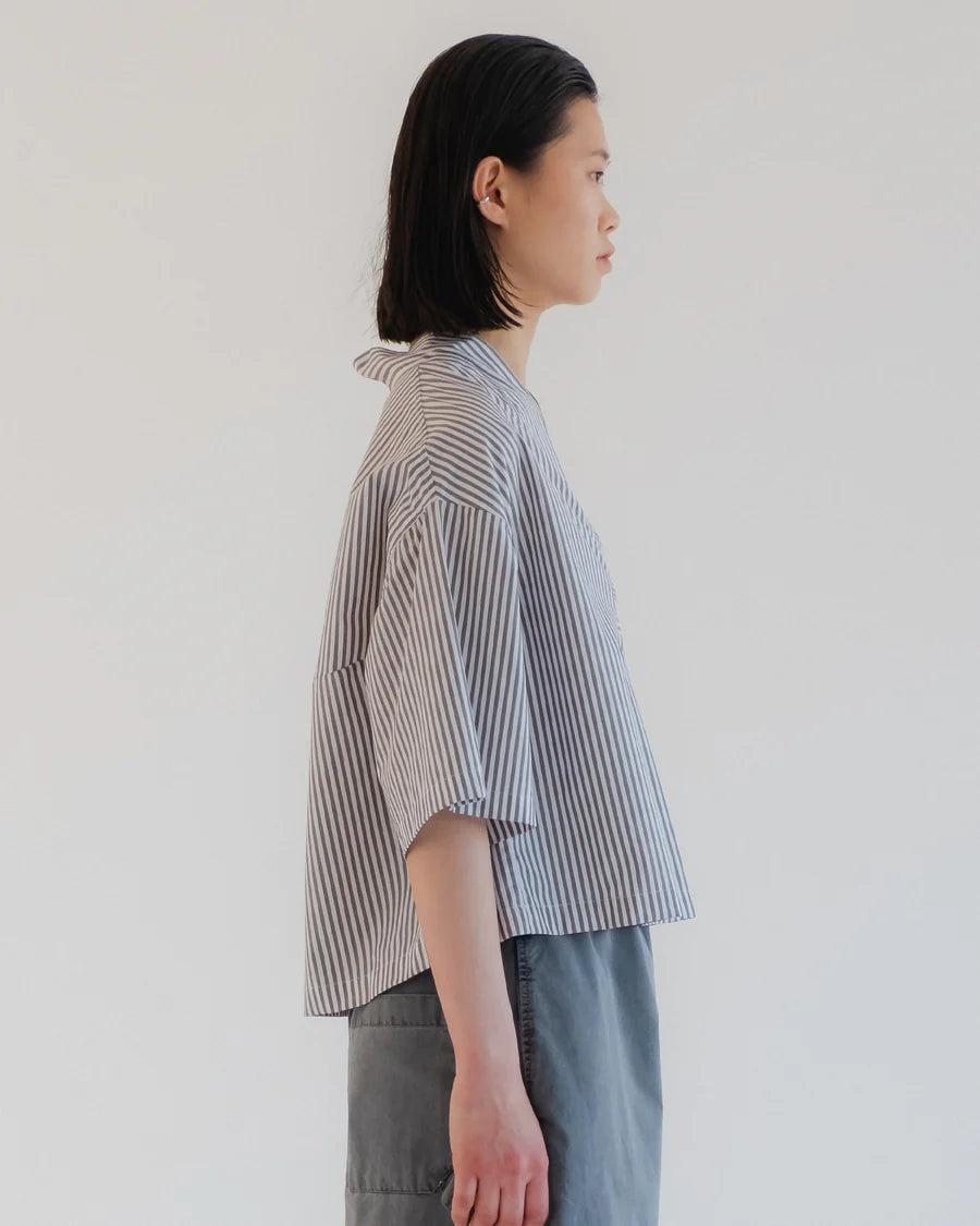 Toku Top - Poplin Stripe - Mushroom