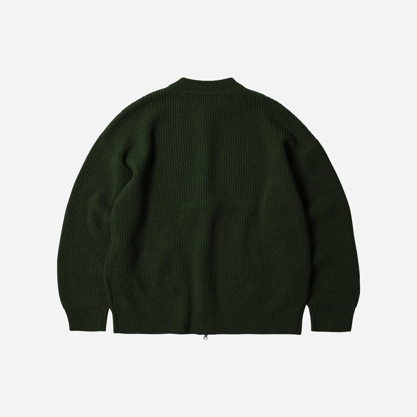 Wool Deck Zip Up Cardigan - Forest Green
