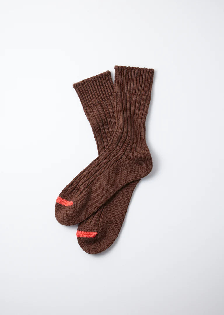 Chunky Ribbed Crew - Brown/Poppy - R1398