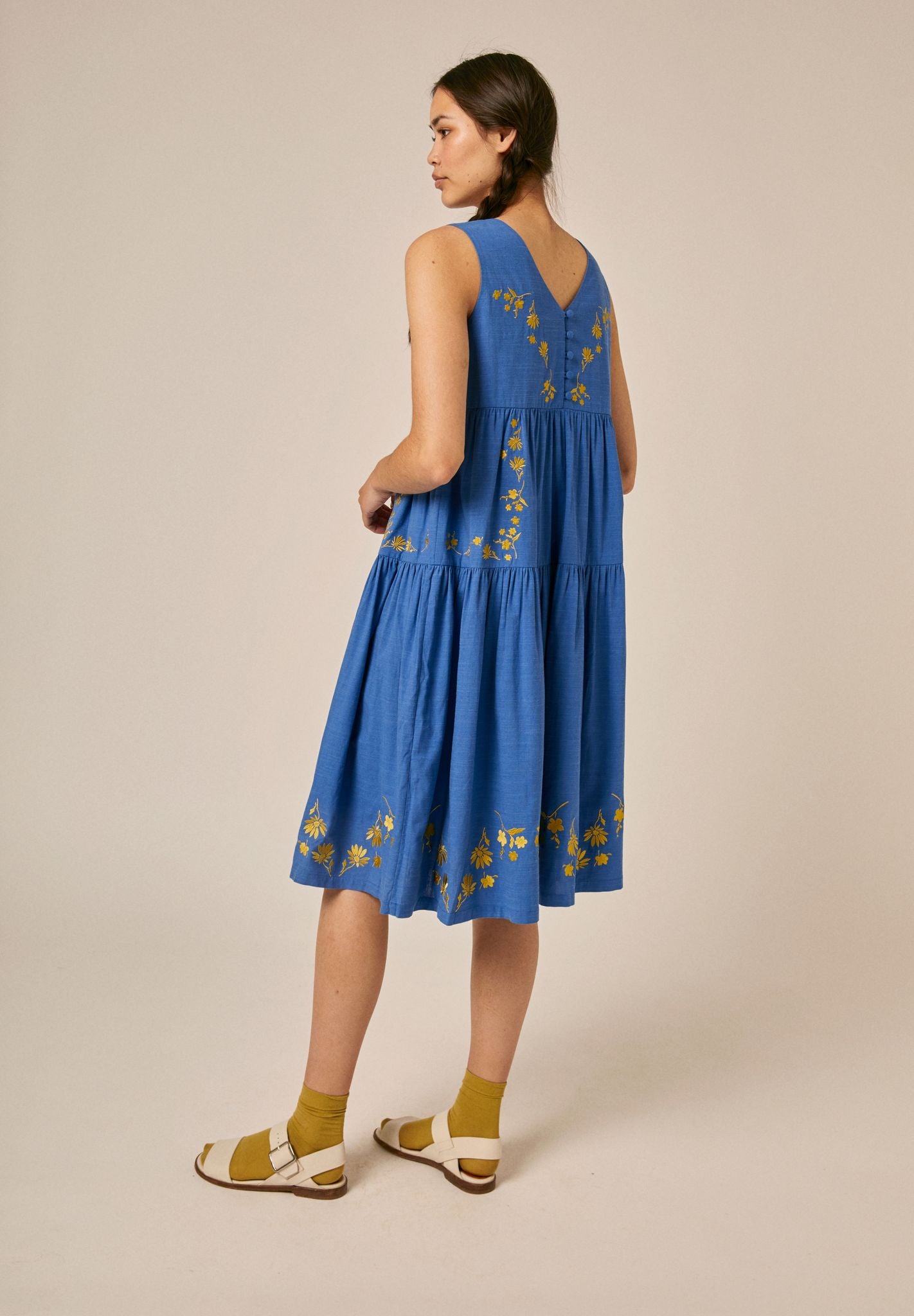 Vita Dress - Blue Embroidered