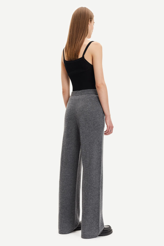 Amaris Straight Trousers - Dark Grey Melange
