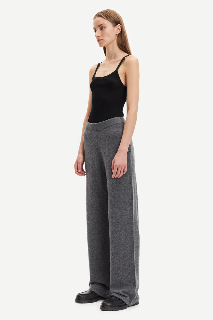 Amaris Straight Trousers - Dark Grey Melange