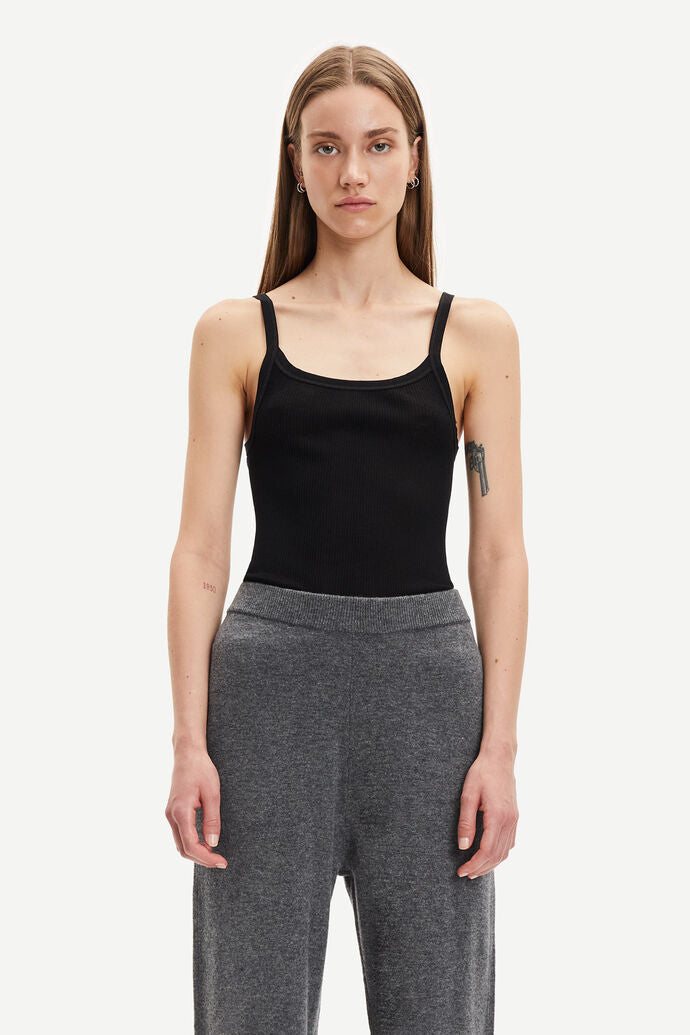 Amaris Straight Trousers - Dark Grey Melange