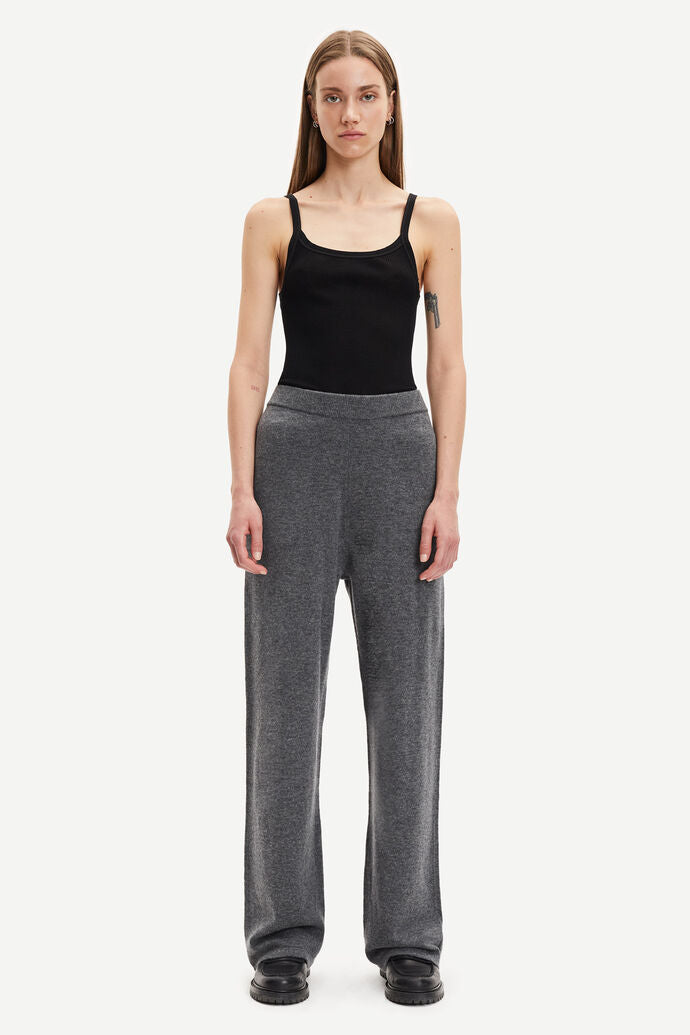 Amaris Straight Trousers - Dark Grey Melange