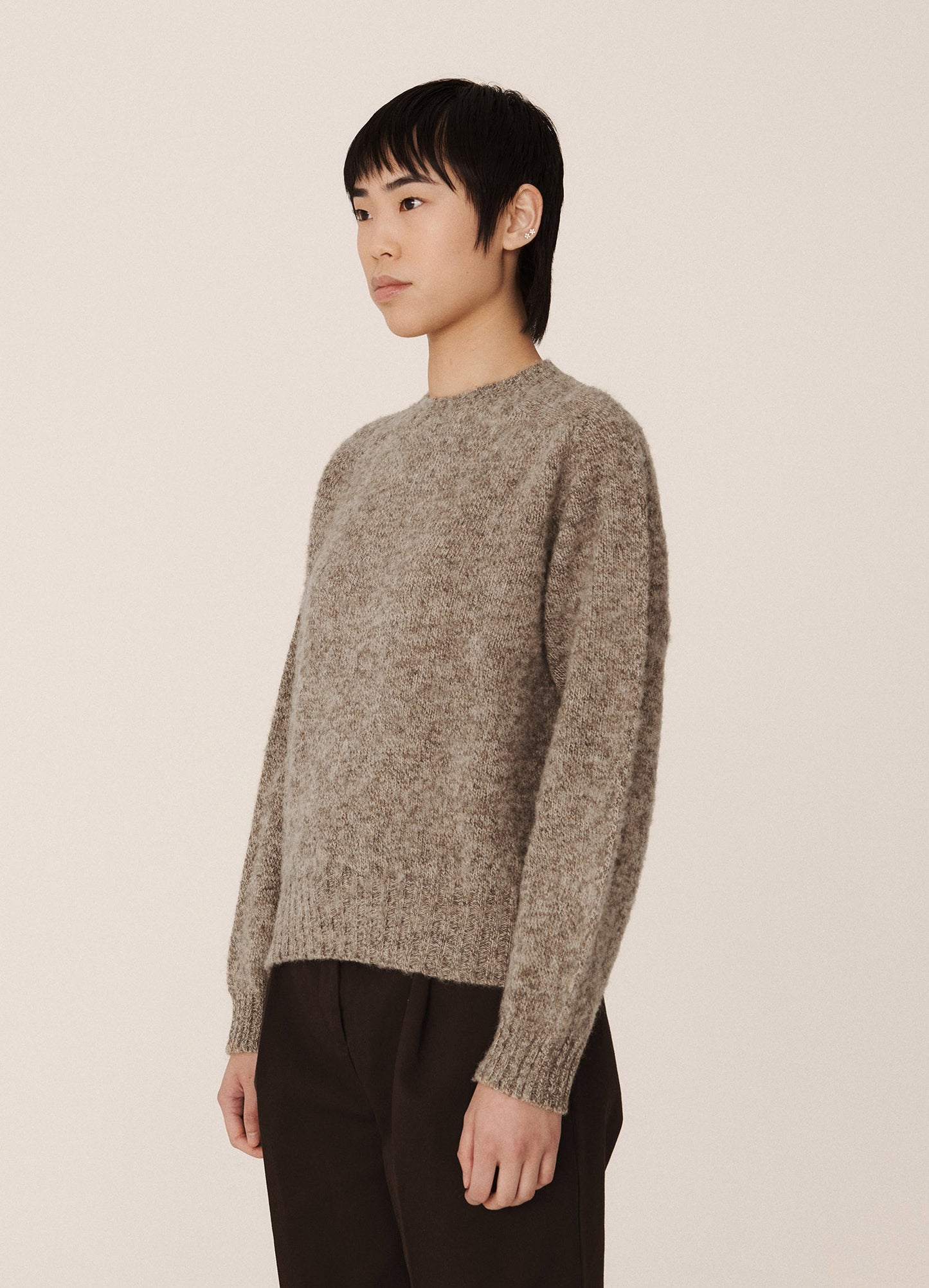 Jets Lambswool Crewneck  - Light Brown Marl