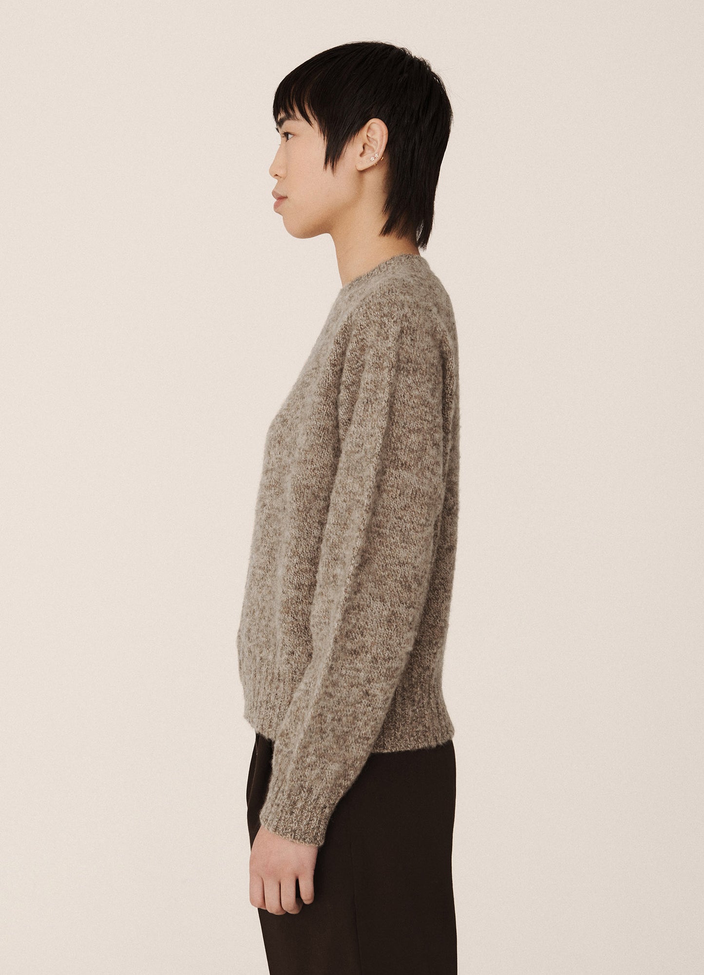 Jets Lambswool Crewneck  - Light Brown Marl