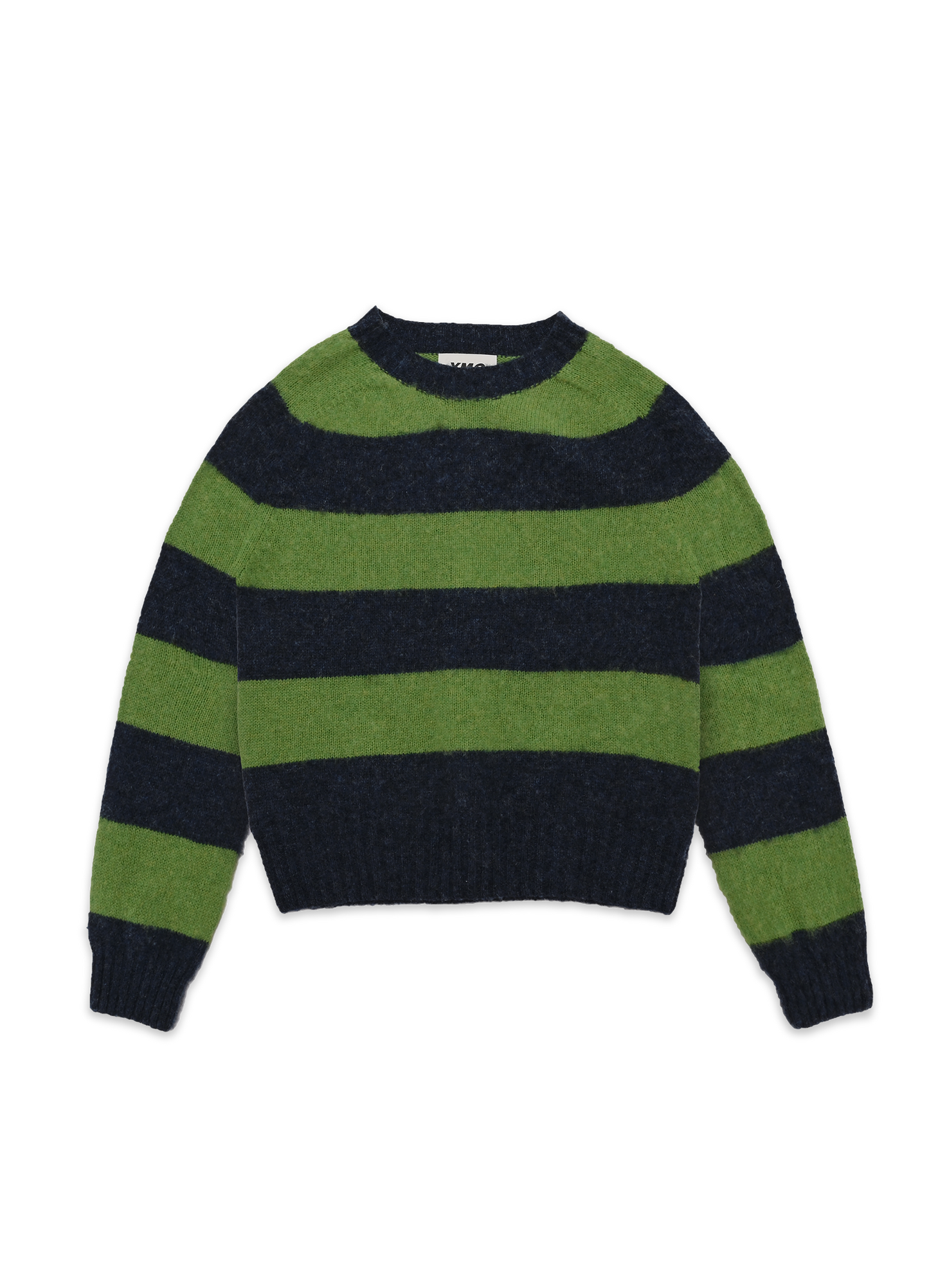Jets Stripe Lambswool Crewneck - Navy/Green