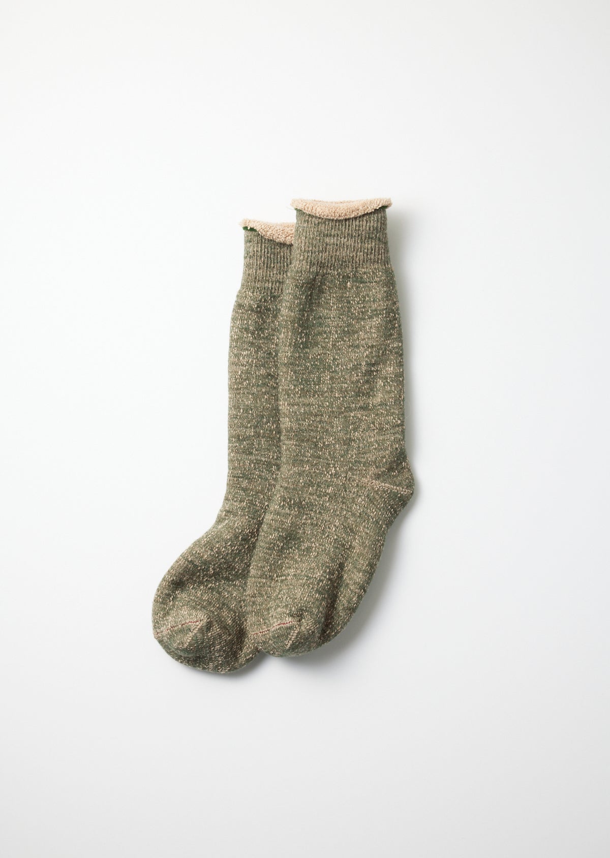 Double Face Crew Socks - Green/Brown - R1001