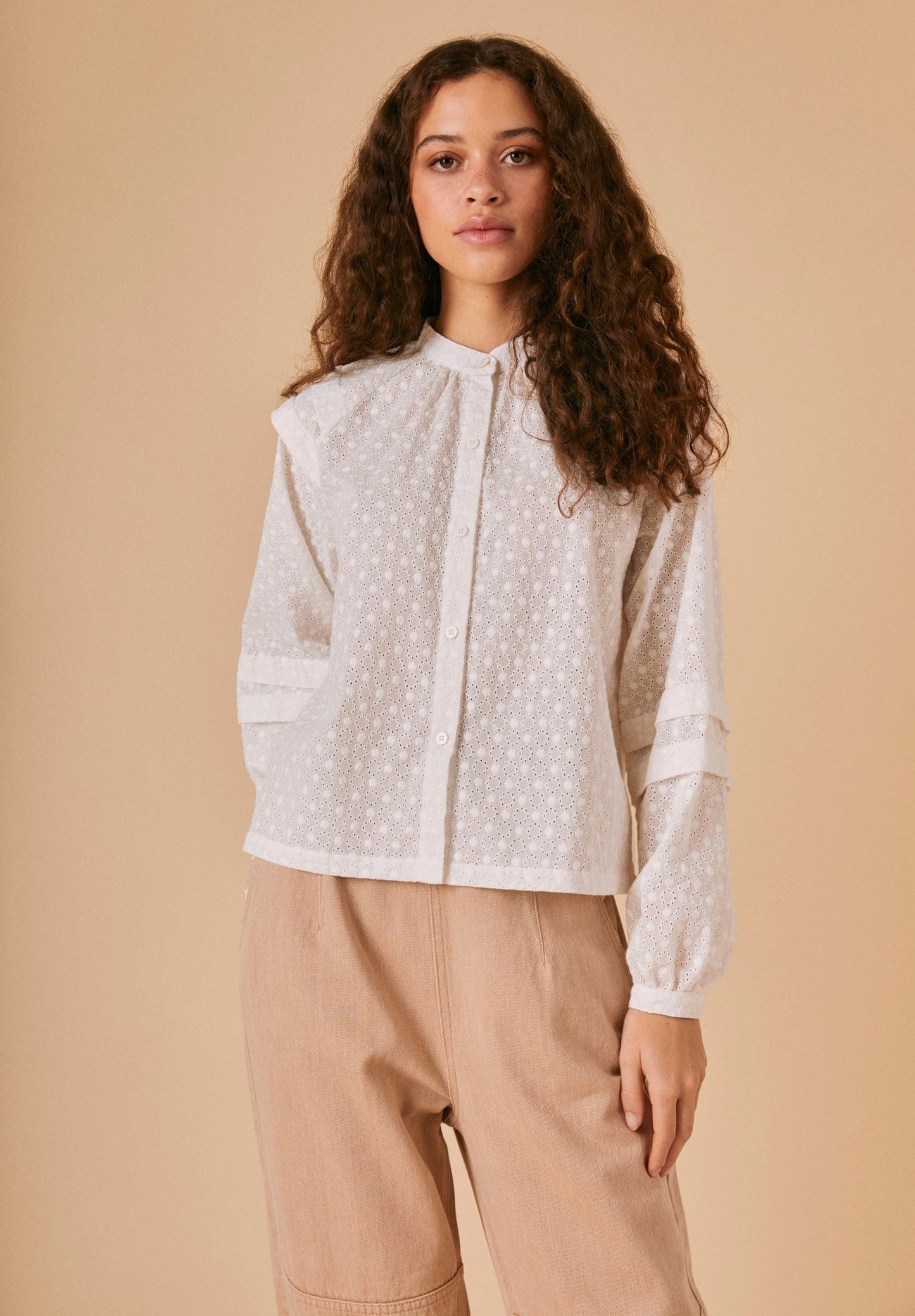 Lexi Shirt - White Embroidery
