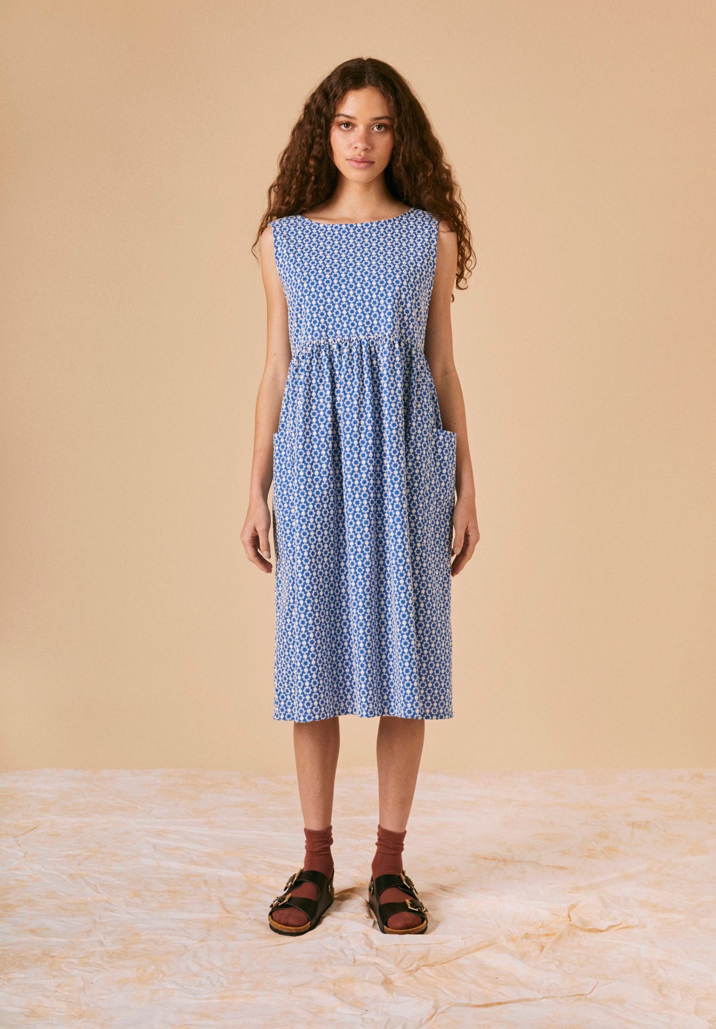 Frankie Dress - Cobalt Embroidery