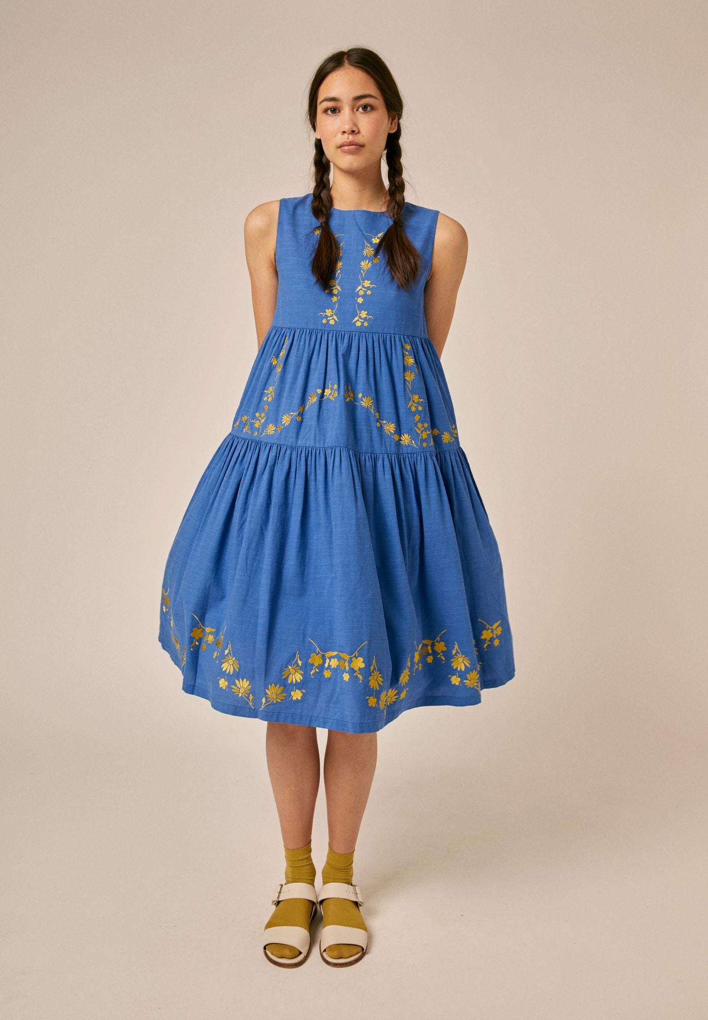 Vita Dress - Blue Embroidered