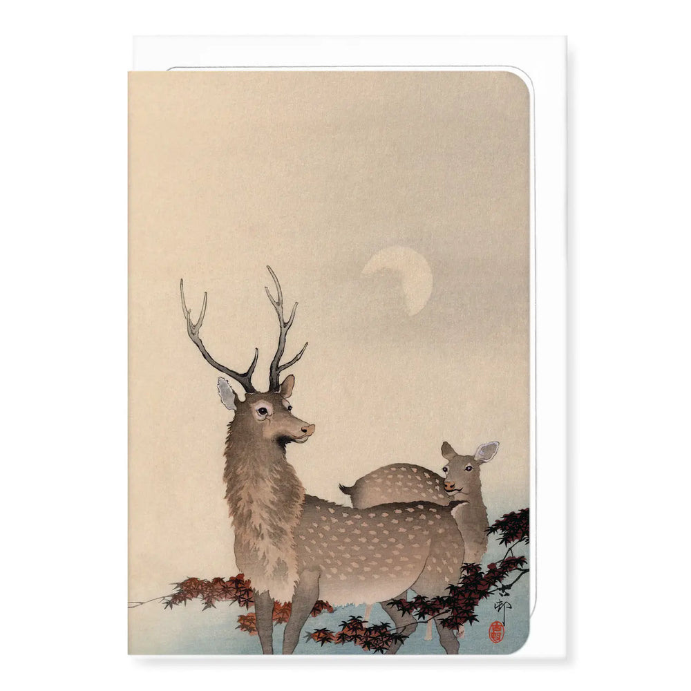 'Two Deer and Maple ' Japanese Greeting Card