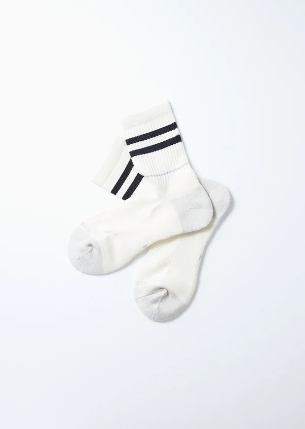 All Rounder 2 Stripe Merino Crew Sock - Black - R1484