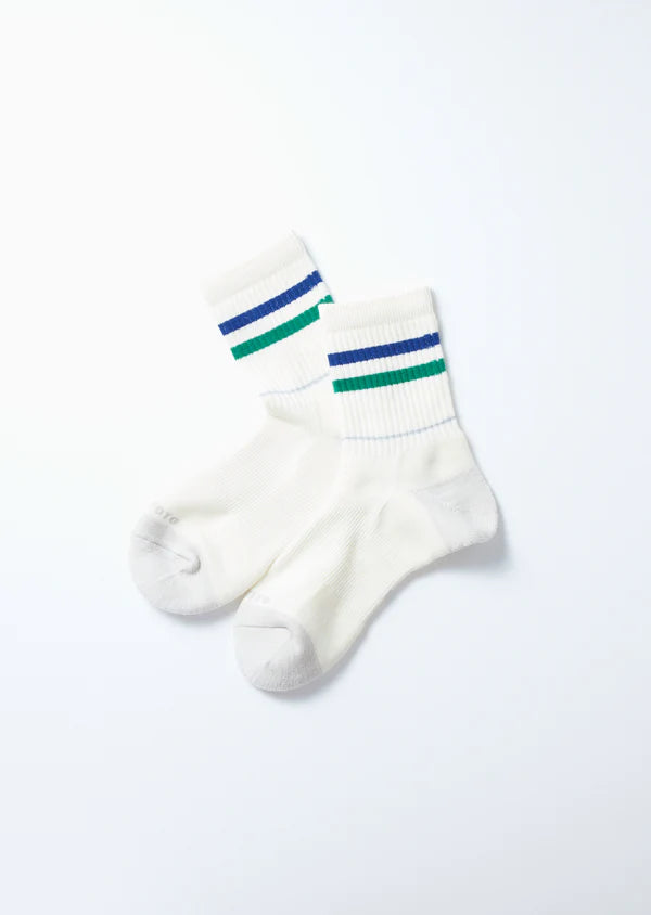 All Rounder 2 Stripe Merino Crew Sock - Blue/Green - R1484 (Copy)