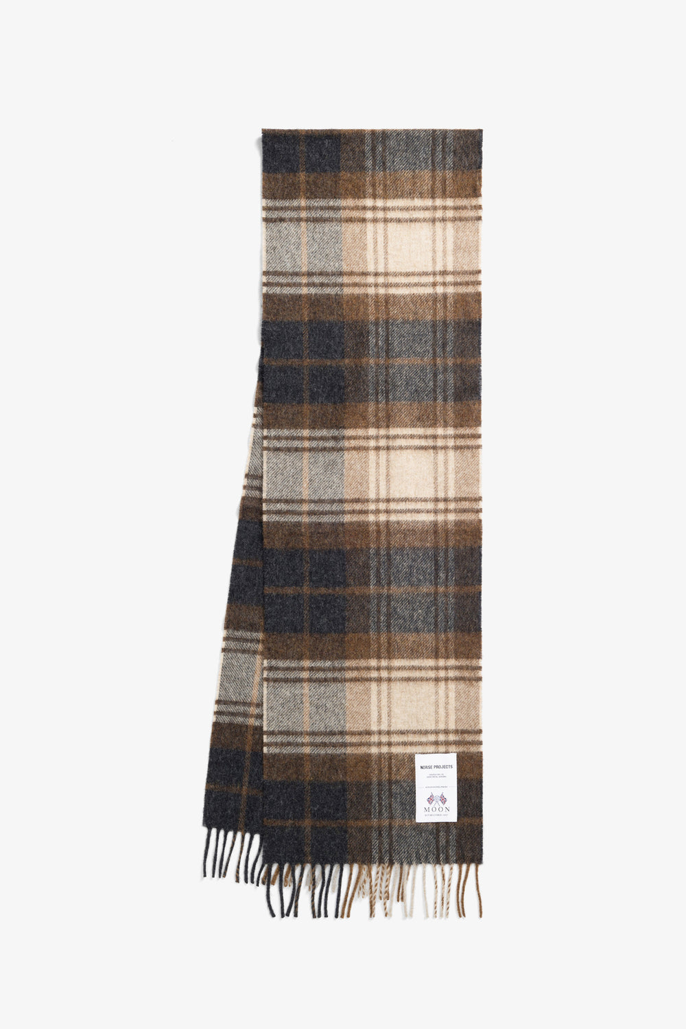 Moon Merino Lambswool Checked Scarf - Taupe