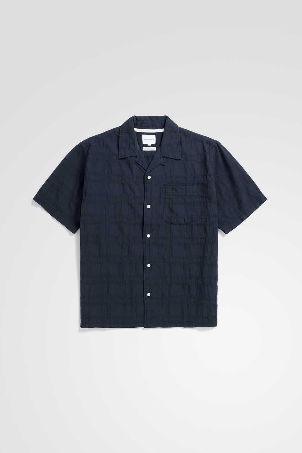 Carsten Relaxed Dobby Check Shirt - Dark Navy
