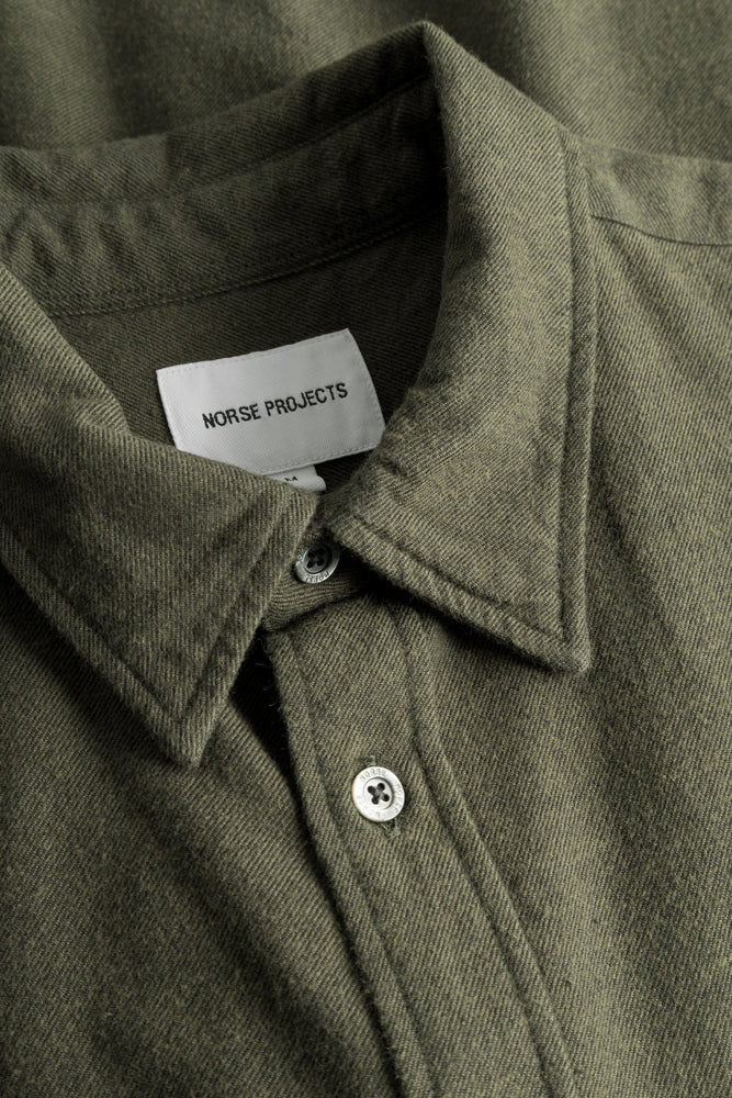 
                  
                    Osvald Organic Flannel Shirt - Sitka Green
                  
                