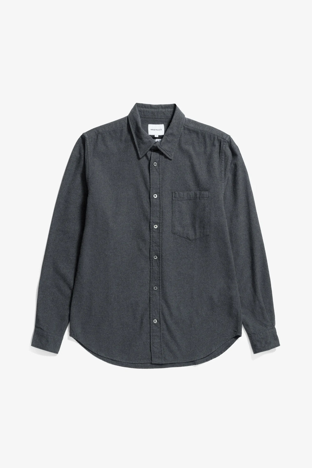 Osvald Organic Flannel Shirt - Charcoal Melange