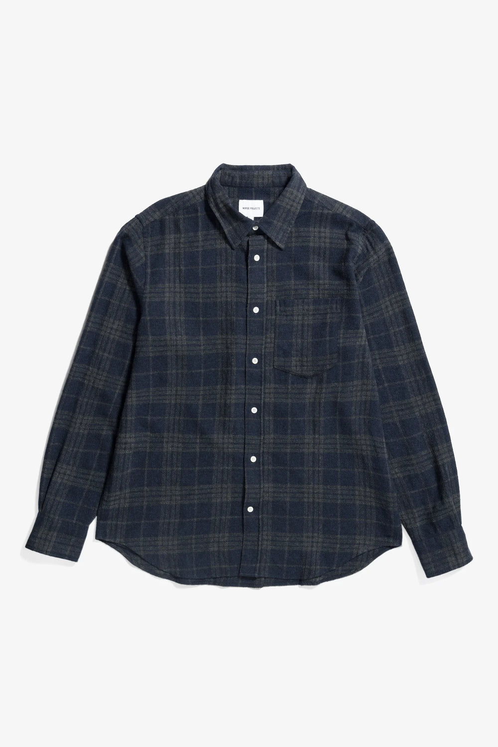 Algot Relaxed Wool Check Shirt - Dark Navy