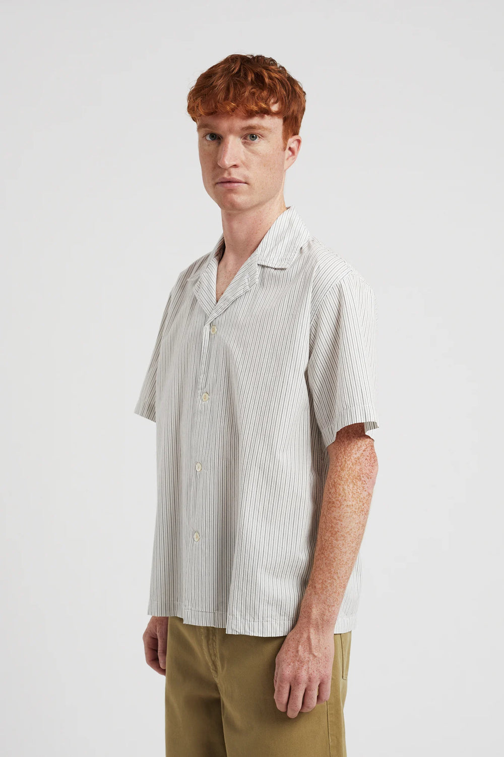 Mads Poplin Stripe SS - Ecru