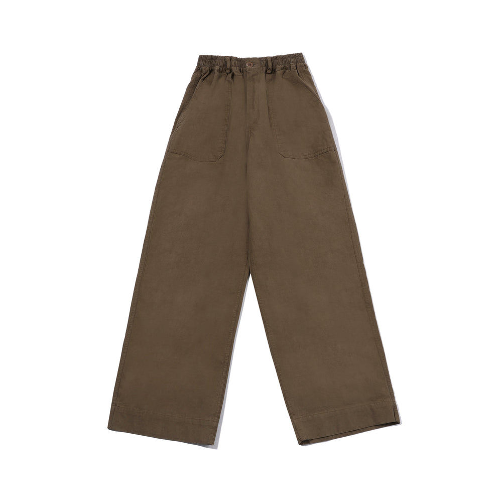 One Tuck Wide Fatigue Pants - Brown