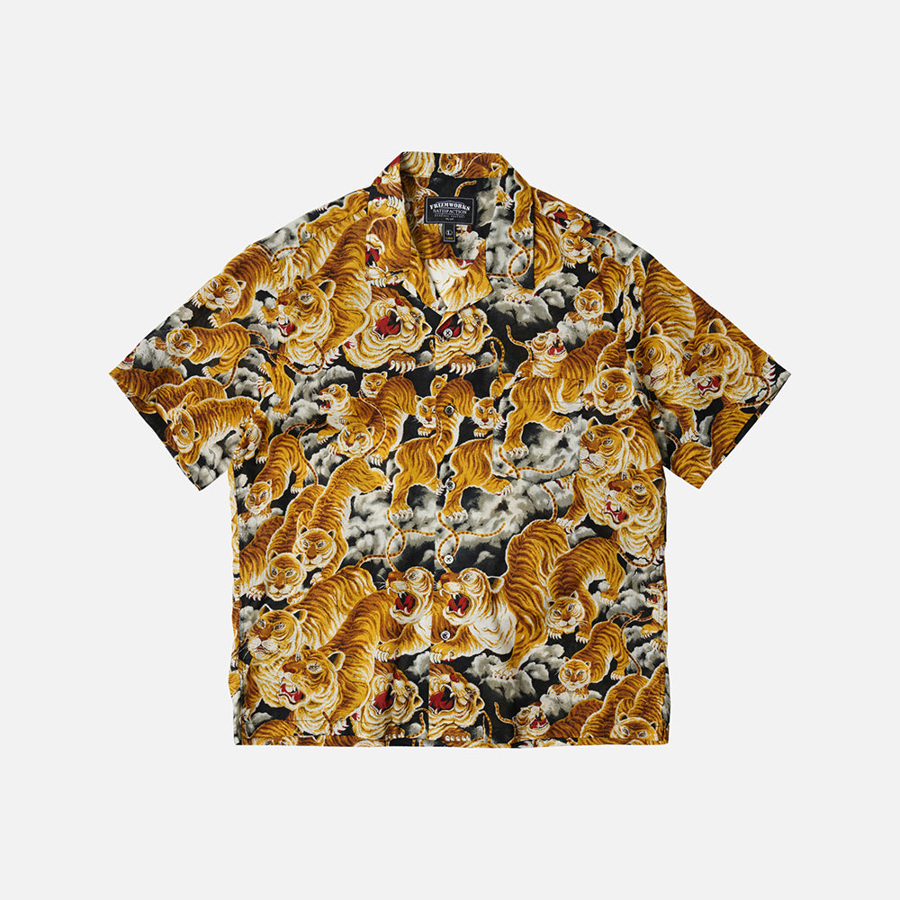 Tiger Hawaiian Half Shirt - Black
