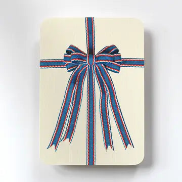 Blue, Red & White Bow Greeting Card