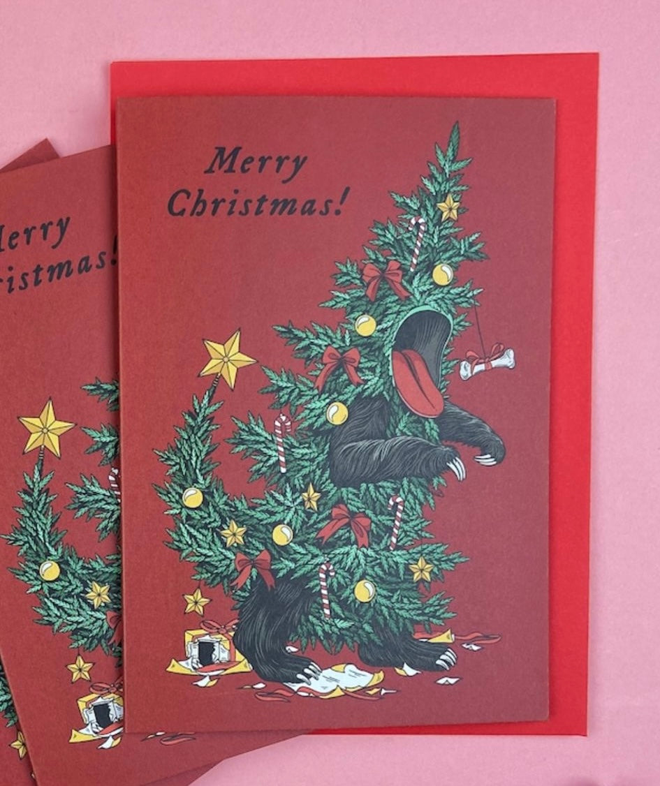 Scandi Folklore Christmas Card - Xmas Tree Monster