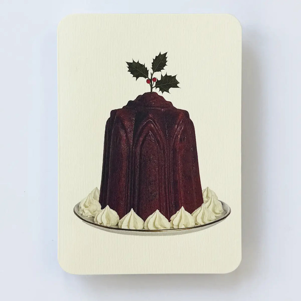 Christmas Plum Pudding Holly Greeting Card