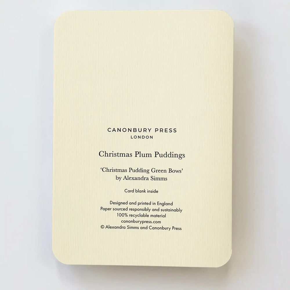 
                  
                    Christmas Plum Pudding Green Bows Greeting Card
                  
                