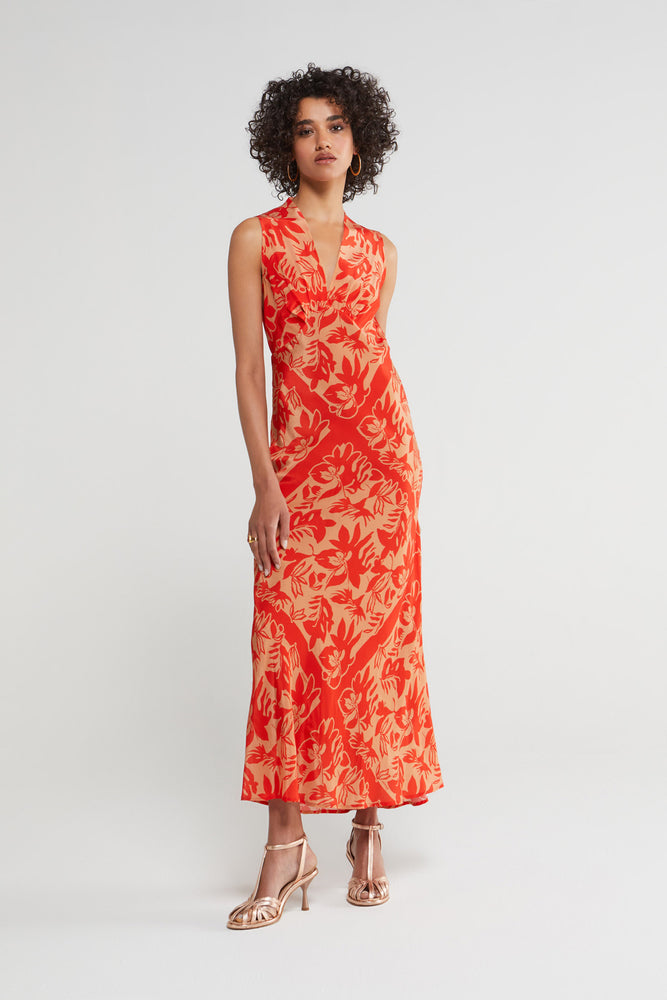 
                  
                    Printed Dress - Coral
                  
                