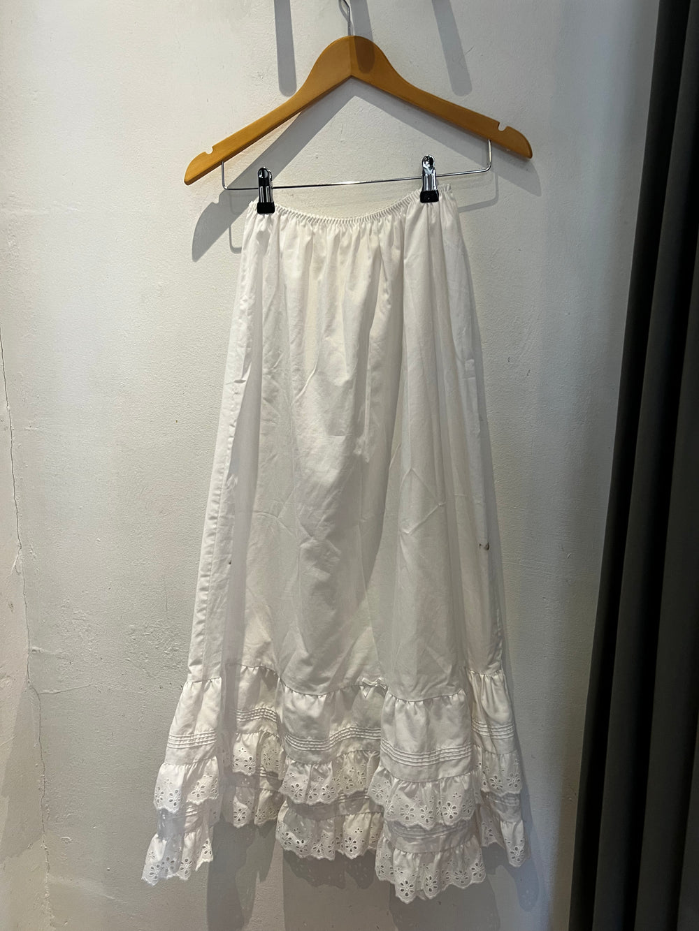 Vintage 80s St Michael Cotton Prairie Skirt - White