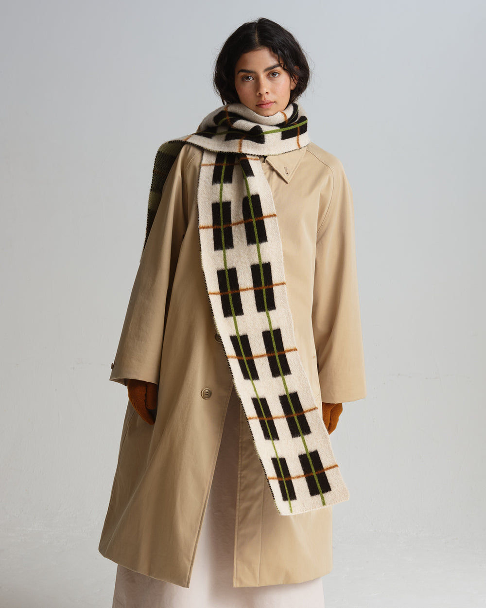 Brushed Tartan Scarf - Oatmeal