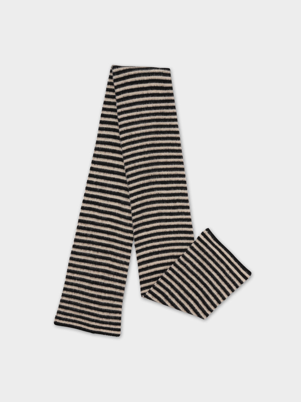 Brushed Narrow Stripe Scarf - Black & Oatmeal
