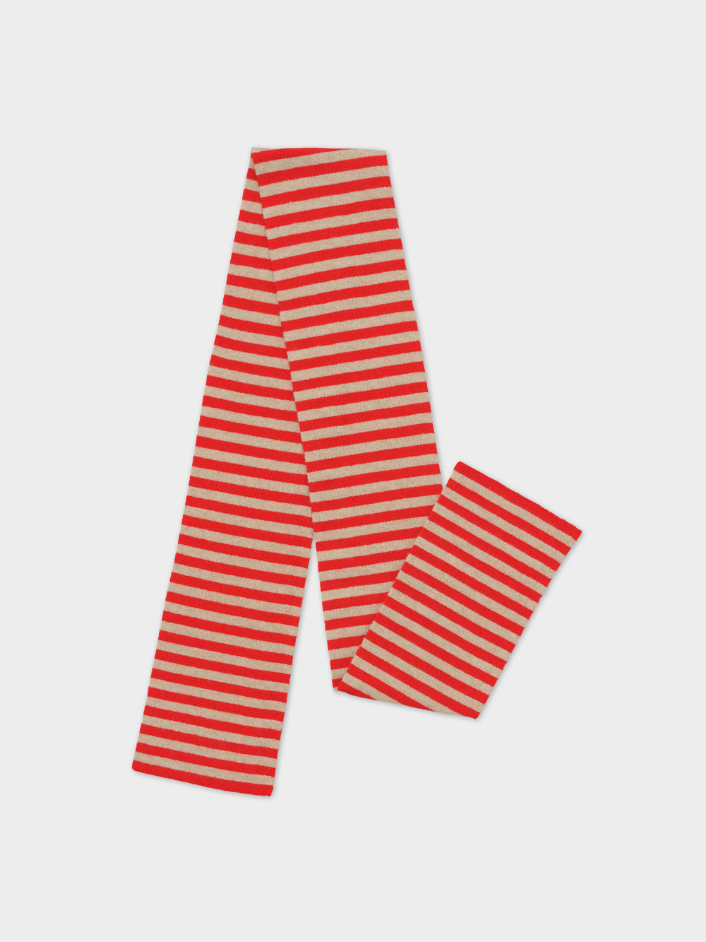 Smooth Narrow Stripe Scarf - Poppy & Oatmeal