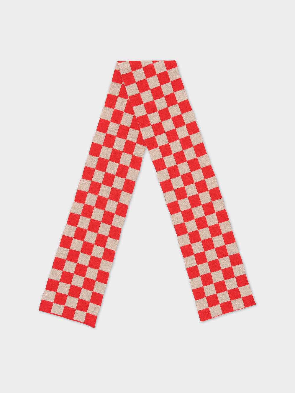Small Check Scarf - Poppy & Oatmeal