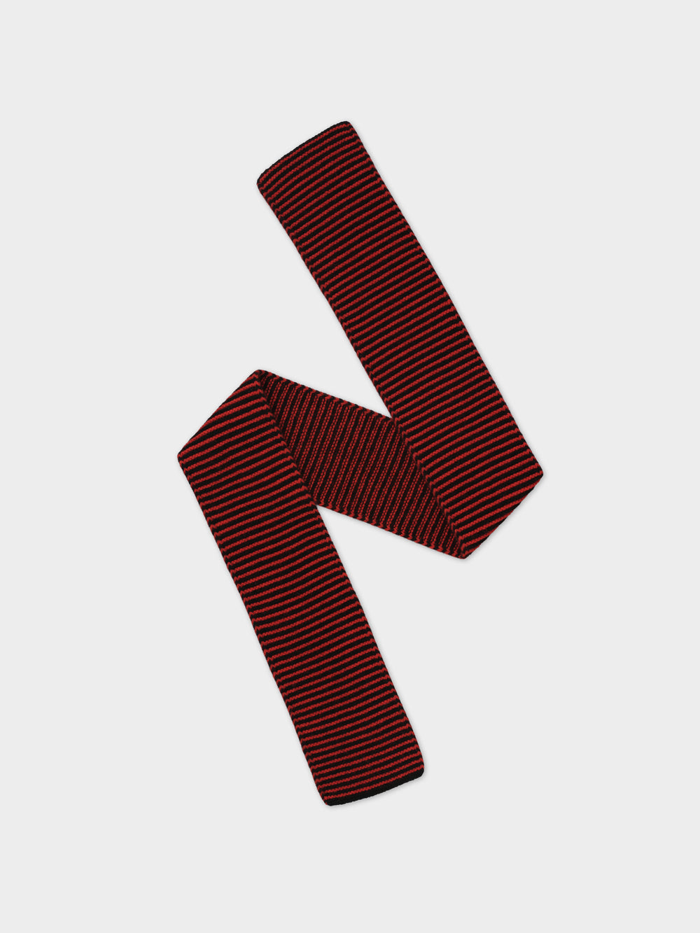 Small Thin Stripe Garter Stitch Scarf - Black & Red Dulse