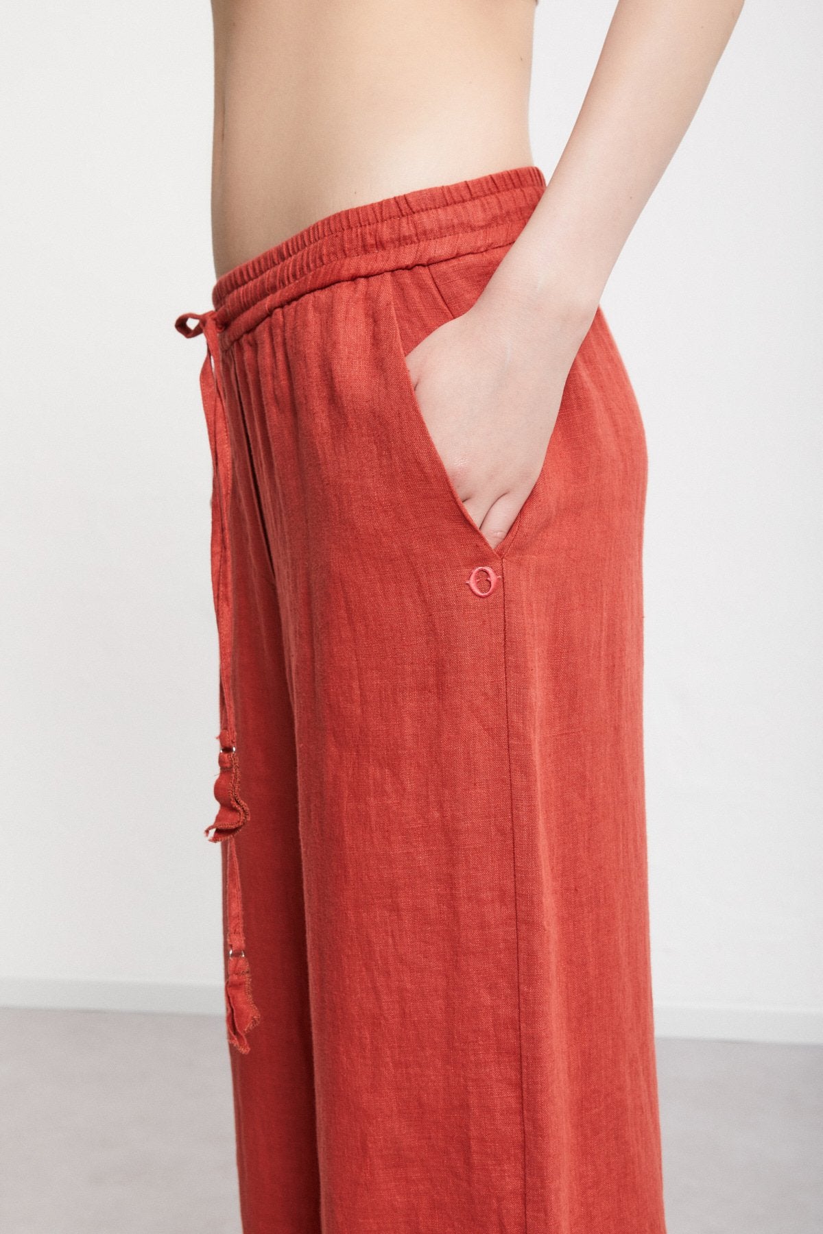 
                  
                    Linen Palazzo Trousers - Lampone
                  
                